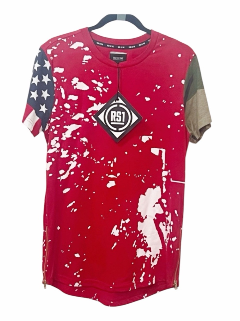 New Rise As 1ne Splatter Camo Usa Flag Shirt Size Small
